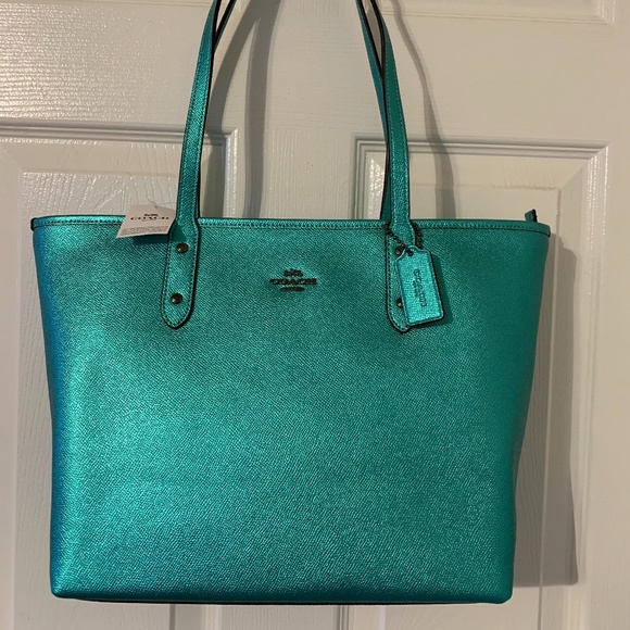 coach turquoise tote